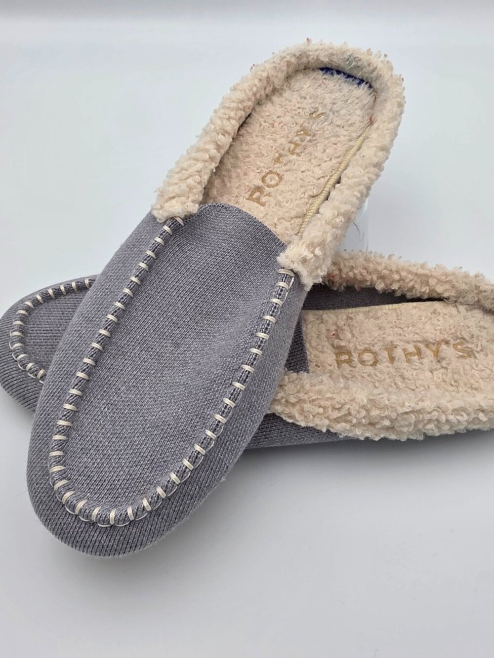Rothy's The Slipper Merino Wool Grey Loafer Sherpa Lined Size 10
